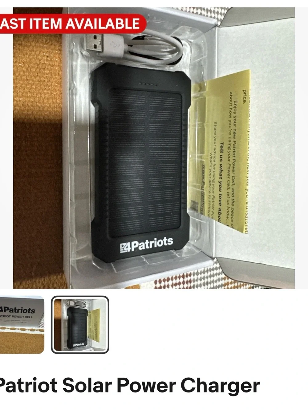 Patriot Power Cell Solar Charger - Black